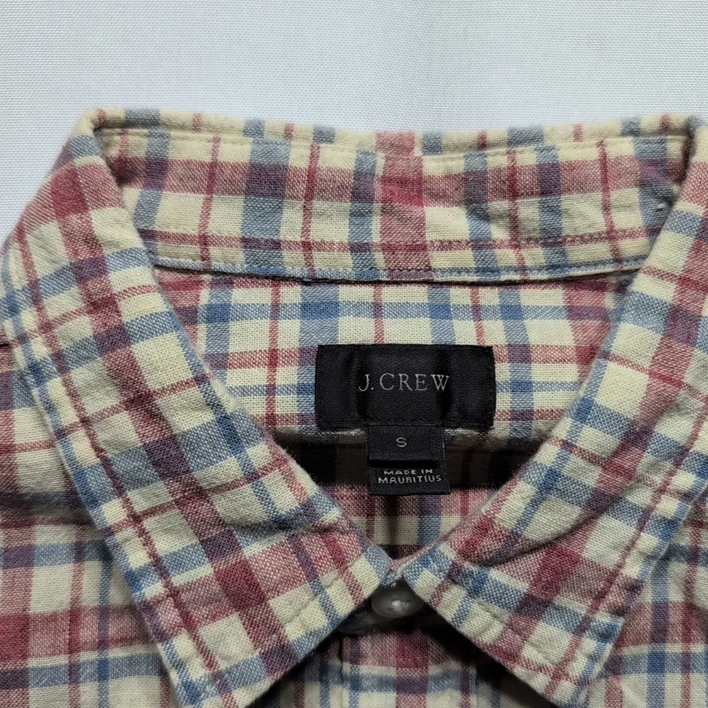 J. Crew Red and Blue Casual Button Down Shirt